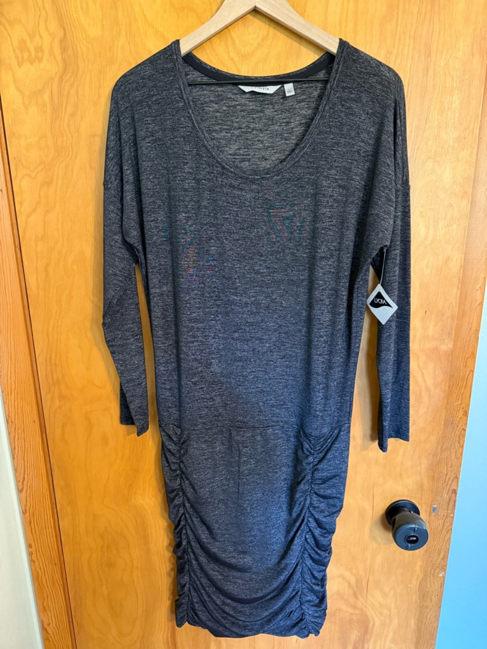 NWT Athleta Tulip Long Sleeve Dress Heathered Gray Black Size M
